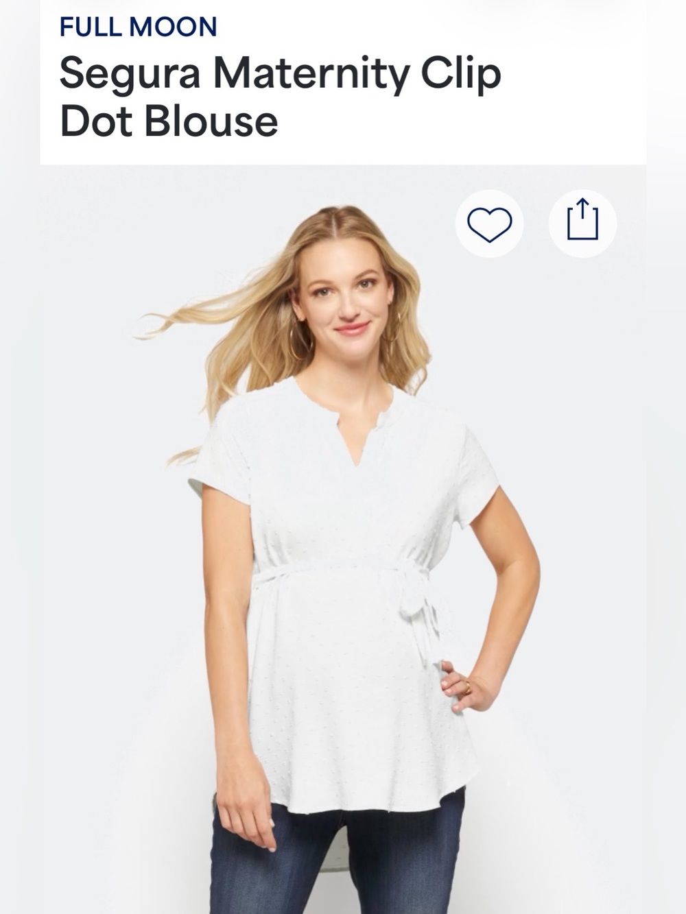 Full Moon Maternity Segura Maternity Clip Dot Blouse - White
